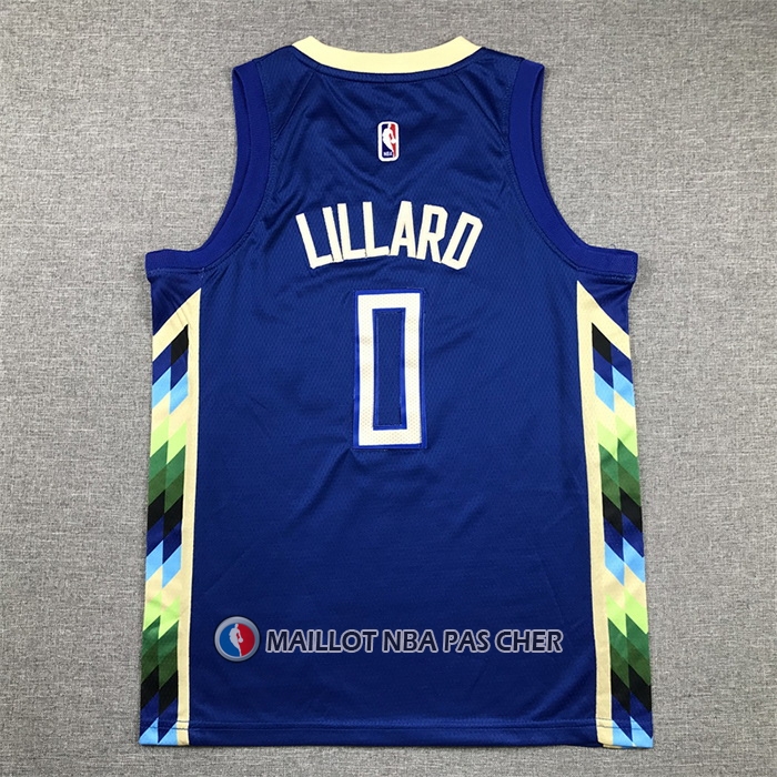 Maillot Enfant Milwaukee Bucks Damian Lillard NO 0 Ville 2022-23 Bleu